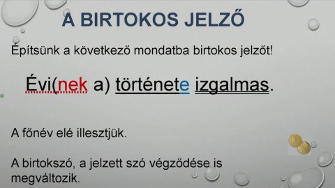 Embedded thumbnail for Magyar nyelv és irodalom, 7. osztály, 105. óra, A birtokos jelző